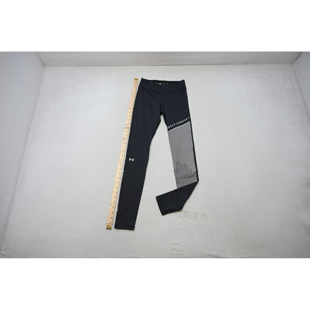 Under Armour Leggings Women Small Black Graphic Print Athletic Tights Excellent